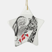 Giraffe und Weihnachtsmann Keramik Ornament (Rechts)