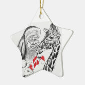 Giraffe und Weihnachtsmann Keramik Ornament (Links)