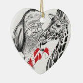 Giraffe und Weihnachtsmann Keramik Ornament (Rechts)
