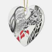 Giraffe und Weihnachtsmann Keramik Ornament (Links)