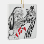Giraffe und Weihnachtsmann Keramikornament (Rechts)