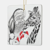 Giraffe und Weihnachtsmann Keramikornament (Links)