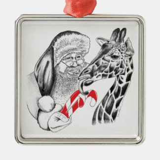 Giraffe und Weihnachtsmann Ornament Aus Metall