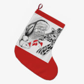 Giraffe und Weihnachtsmann zu Weihnachten Großer Weihnachtsstrumpf (Vorderansicht (hängend))