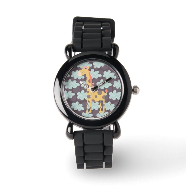 Giraffe und Wolken Armbanduhr (Vorderseite)