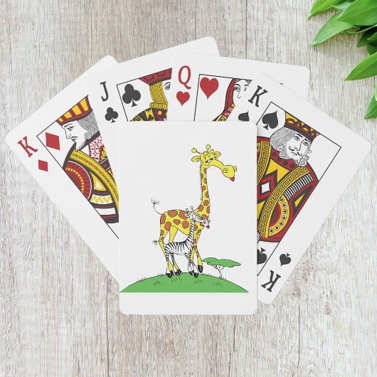 Giraffe und Zebra spielen Karten Spielkarten
