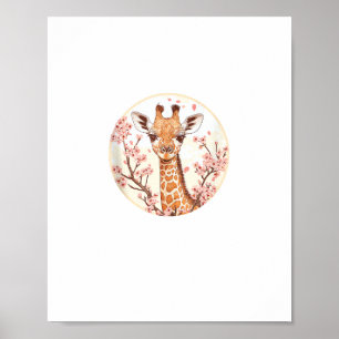 Giraffe unter Kirschblüten Poster