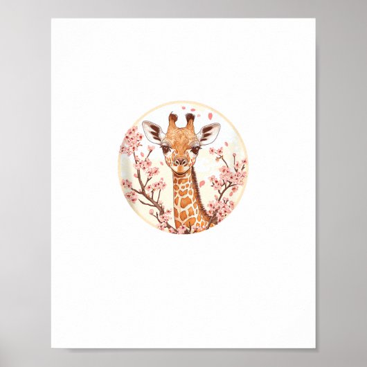 Giraffe unter Kirschblüten Poster (Vorne)