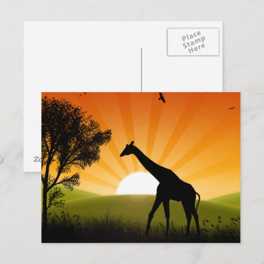 Giraffe unterwegs postkarte (Vorne/Hinten)