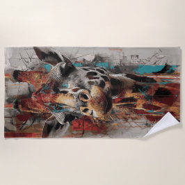 Giraffe Urban Street Art Portrait Strandtuch