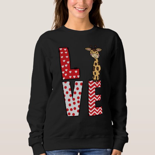 Giraffe Valentines Day Love Valentine Cute Hearts Sweatshirt (Vorderseite)