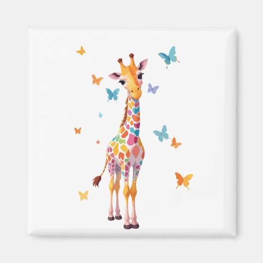 Giraffe Vector Painting Adorable Fun Animal Play Magnet (Vorne)