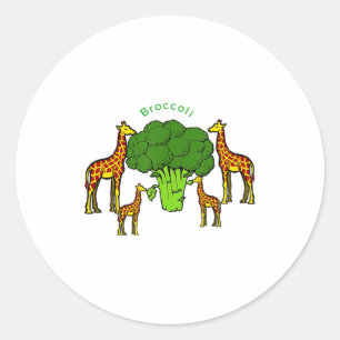 Giraffe-Vegetarier-Familie isst Brokkoli T-Shirt Runder Aufkleber