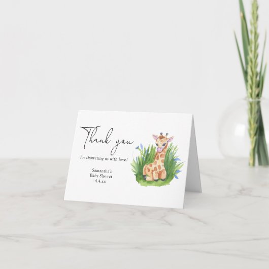 Giraffe - vielen Dank für Ihre Babydusche Dankeskarte (Vorderseite)