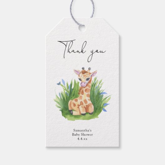 Giraffe - vielen Dank für Ihre Babydusche Geschenkanhänger (Vorderseite)
