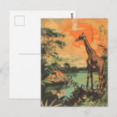 Giraffe Vintag Postkarte (Vorne/Hinten)