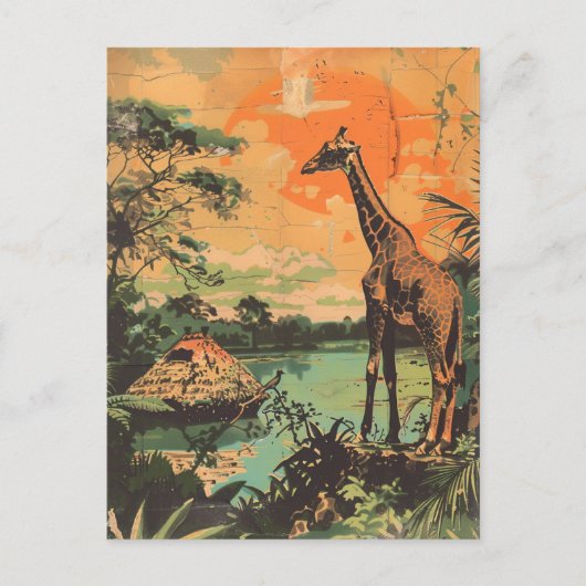 Giraffe Vintag Postkarte (Vorderseite)
