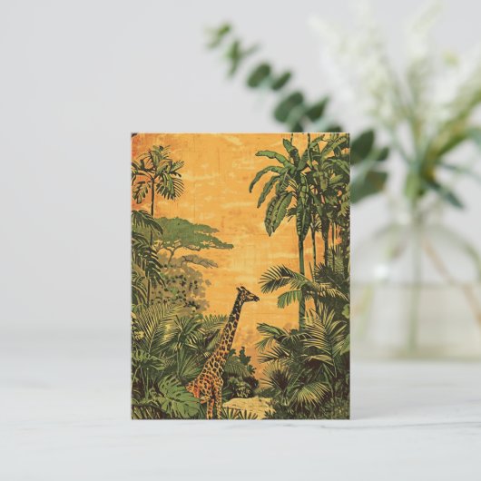 Giraffe Vintag Postkarte (Stehend Vorderseite)