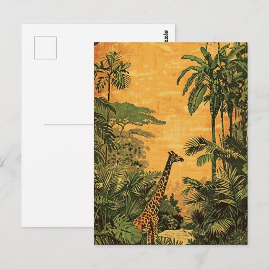 Giraffe Vintag Postkarte (Vorne/Hinten)