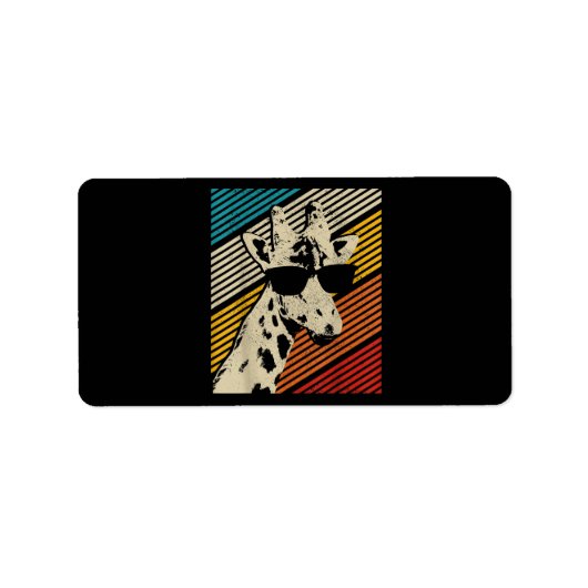 Giraffe Vintage Sonnenbrille Funny Gift Adressaufkleber (Vorne)