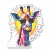 Giraffe Vintage Sunglasses Funny African Animal Lo Aufkleber (Vorderseite)