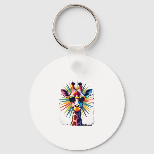 Giraffe Vintage Sunglasses Funny African Animal Lo Schlüsselanhänger (Vorderseite)