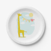 Giraffe + Vogel-Person-Babyparty Pappteller (Vorderseite)