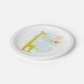 Giraffe + Vogel-Person-Babyparty Pappteller (Schrägansicht)