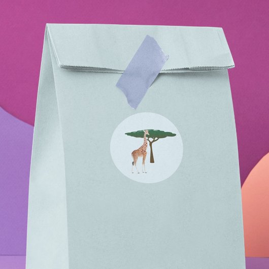 Giraffe von einem Baum Runder Aufkleber