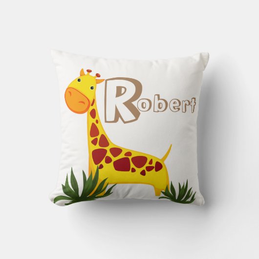 Giraffe Walking im Gras Individuelle Name Keuchkis Kissen (Vorderseite)