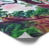 Giraffe Wasserfarbe in Reds Orange und Grün Poster (Ecke)