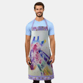 Giraffe Wasserfarbe Niedliche Lila Blumentierart S Schürze (Getragen)