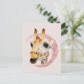 Giraffe Wasserfarbe Rosa Foil Postkarte (Stehend Vorderseite)