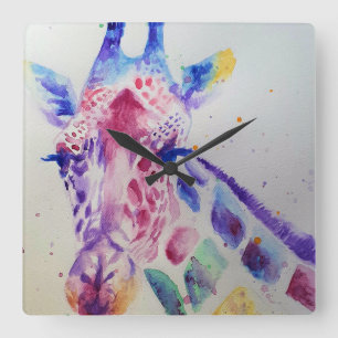 Giraffe Wasserfarben Malerei Kunst Uhr