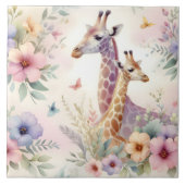 Giraffe Wasserfarbenwall und Bodenfliesen Fliese (Vorderseite)