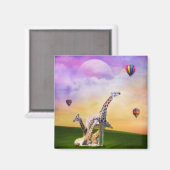 Giraffe Watching Balloons Magnet (Vorderseite/Rückseite)