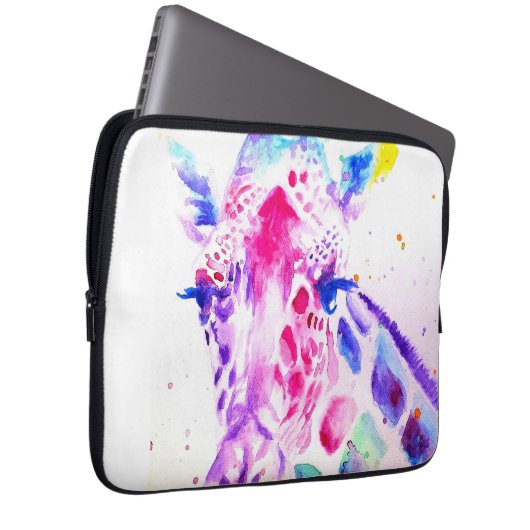 Giraffe Watercolor Babies Lila Gifts Lavendel Laptopschutzhülle (Vorne Rechts)