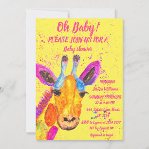 Giraffe Watercolor Safari Jungle Niedlich Baby Dus Einladung