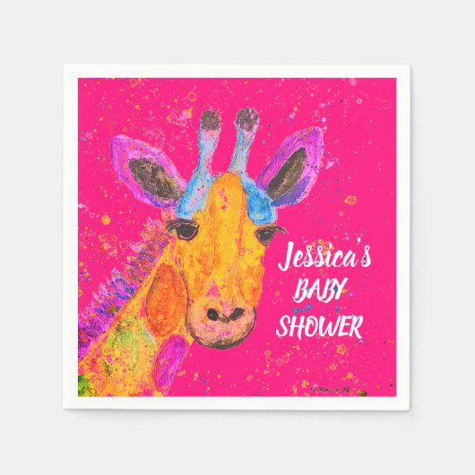 Giraffe Watercolor Safari Jungle Niedlich Baby Dus Serviette (Vorderseite)