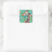 Giraffe Watercolor Square Sticker (Tasche)