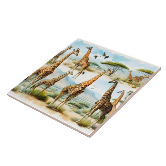 Giraffe Watercolor Tile Design Fliese (Seite)