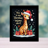 Giraffe Wear Weihnachtsmannmütze Matching Christma Acrylschild (Neutral)