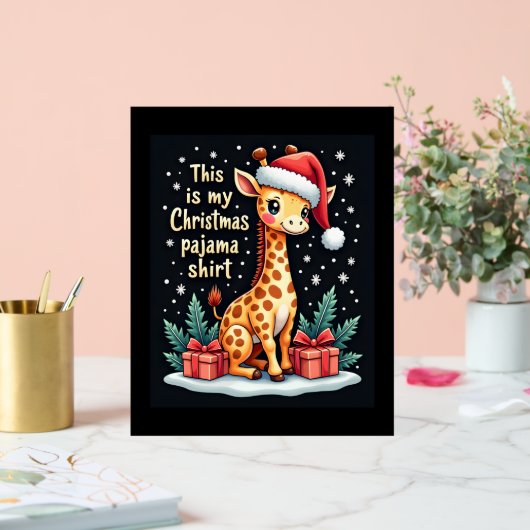 Giraffe Wear Weihnachtsmannmütze Matching Christma Acrylschild (Hochzeit)