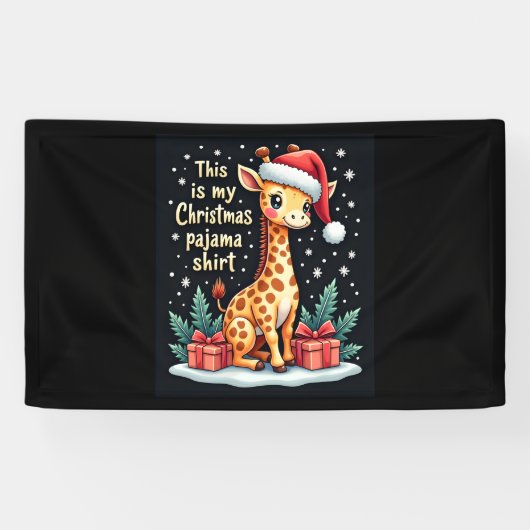 Giraffe Wear Weihnachtsmannmütze Matching Christma Banner (Horizontal)