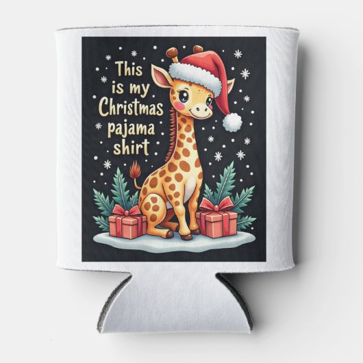 Giraffe Wear Weihnachtsmannmütze Matching Christma Dosenkühler (Vorderseite)