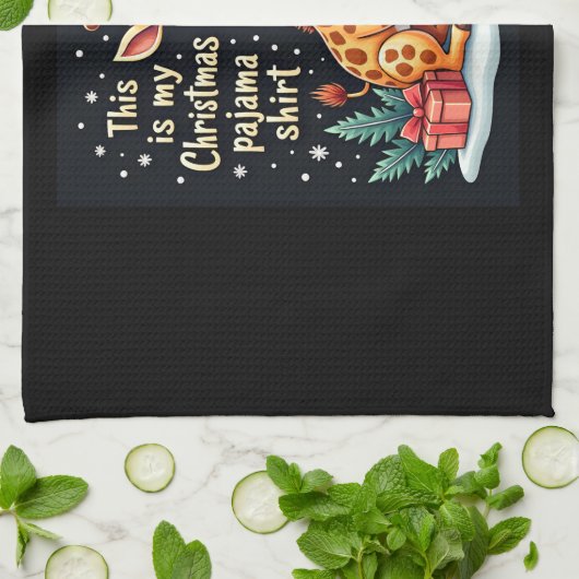 Giraffe Wear Weihnachtsmannmütze Matching Christma Geschirrtuch (Gefaltet)