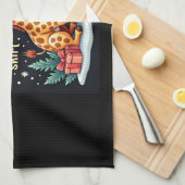 Giraffe Wear Weihnachtsmannmütze Matching Christma Geschirrtuch (Viertel Falte)
