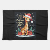Giraffe Wear Weihnachtsmannmütze Matching Christma Geschirrtuch (Horizontal)