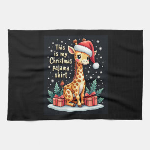 Giraffe Wear Weihnachtsmannmütze Matching Christma Geschirrtuch