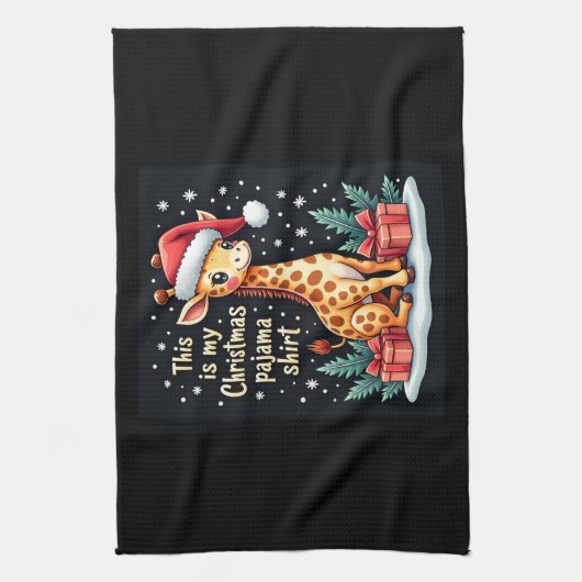 Giraffe Wear Weihnachtsmannmütze Matching Christma Geschirrtuch (Vertikal)